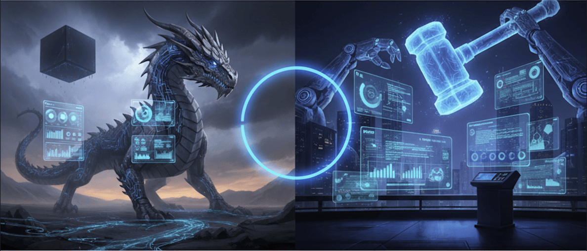 Dragon Hammer AI image of a tamed dragon and ai hammer