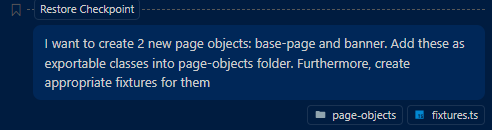 prompt for page object and fixtures