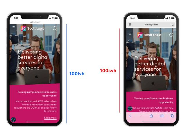 lvh is used when controls are hidden while svh is when they're visible